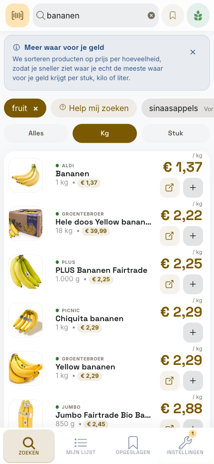 WinkelMaatje producten vergelijken